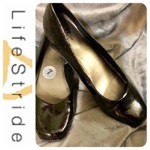 Life Stride Shoe Wedge Heel Black Patent